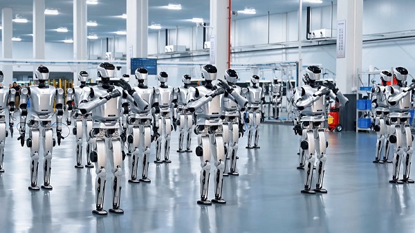 Humanoidalne Roboty Chiny Zautomatyzowana linia produkcji humanoidalnych robotów w Foshan