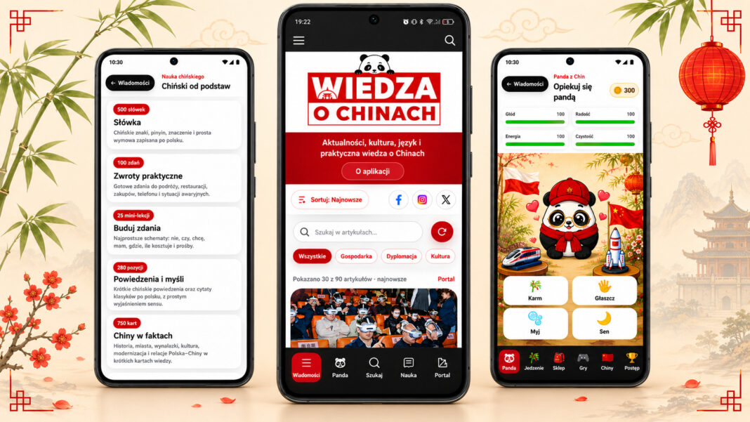 aplikacja_o_chinach_wiedza_o_chinach Aplikacja o Chinach po polsku Wiedza o Chinach w Google Play z modułami wiadomości, nauki chińskiego i pandy