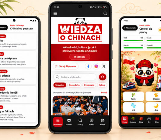 Aplikacja o Chinach po polsku. Wiedza o Chinach dostępna w Google Play Aplikacja o Chinach po polsku Wiedza o Chinach w Google Play z modułami wiadomości, nauki chińskiego i pandy