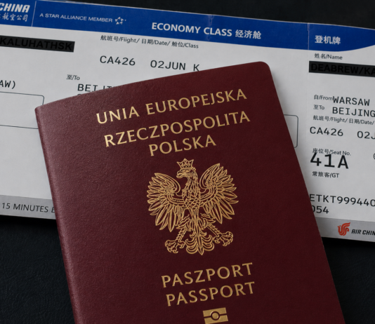 Chiny bez wizy dla Polaków. Ile można zostać i jakie są zasady w 2026 roku? Chiny bez wizy dla Polaków w 2026 roku – polski paszport i karta pokładowa do Pekinu
