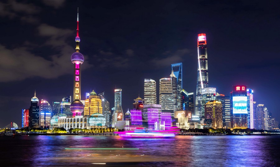 shanghai Zagraniczne inwestycje w Szanghaju i panorama nowoczesnej dzielnicy biznesowej