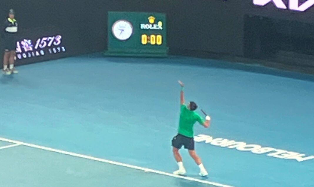 Novak Djokovic podczas Australian Open 2026 Novak Djokovic podczas meczu Australian Open 2026