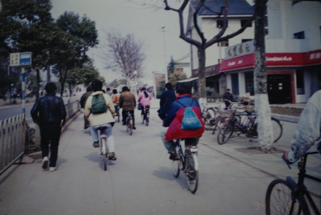 Pas rowerowy w Suzhou Pas ruchu rowerowego w Suzhou w prowincji Jiangsu
